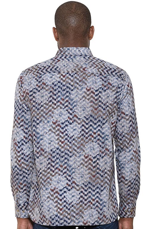 Luchiano Visconti Chevron Floral Double Sided Shirt In Multi