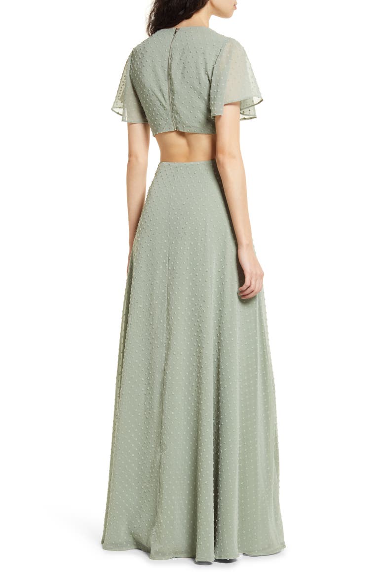 Deep in My Heart Swiss Dot Cutout Dress, Alternate, color, SAGE