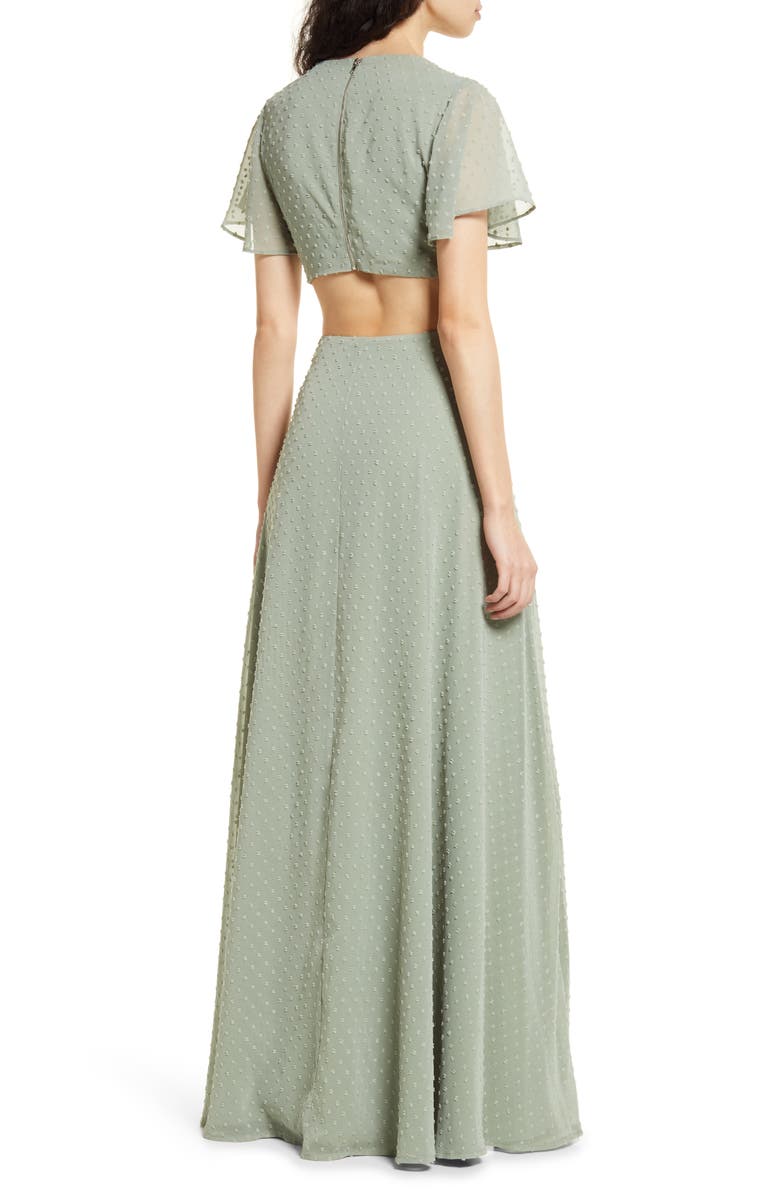 Lulus Deep in My Heart Swiss Dot Cutout Dress, Alternate, color,