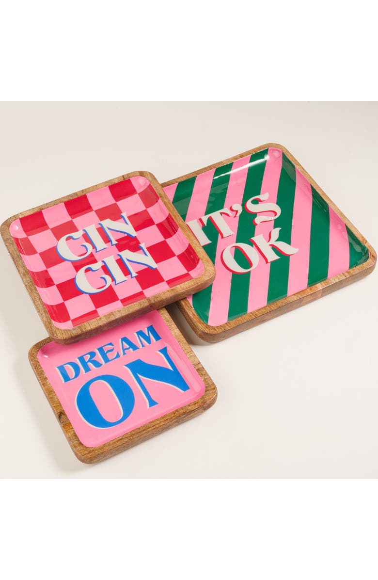 Zsa Zsa Zsu Lakri Mango Wood Tray 8X8 In, Alternate, color, Pink