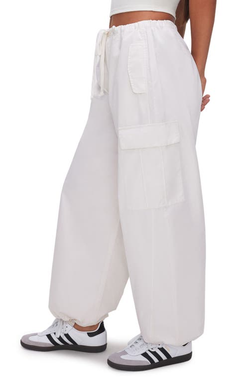 Good American Womens Cloud White 001 Parachute Wide-leg Drawstring-hem Cotton Trousers In Cloud White001