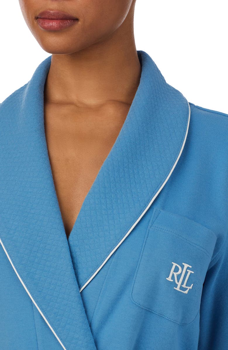 Lauren Ralph Lauren Logo Monogram Cotton Robe, Alternate, color, Blue