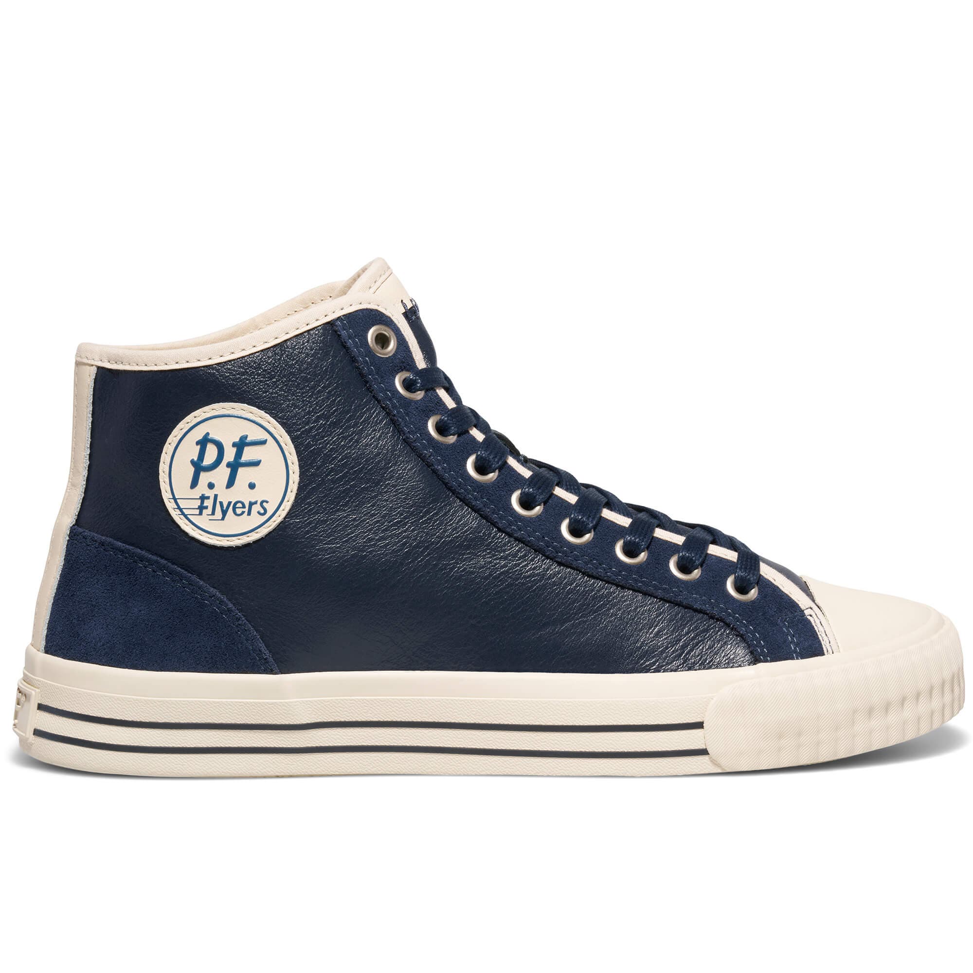 P.F. Flyers Center Vintage High-Top Leather & Suede Sneaker, Alternate, color, Navy-Antique White