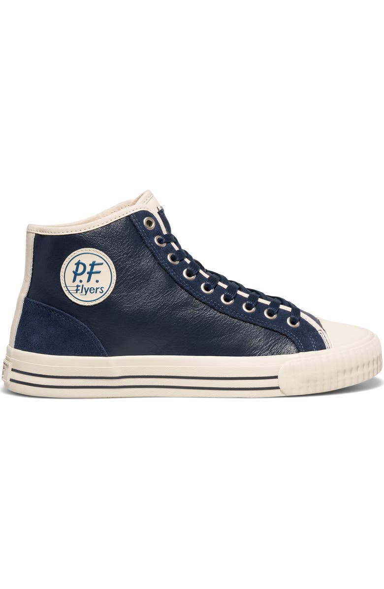 P.F. Flyers Center Vintage High-Top Leather & Suede Sneaker, Alternate, color, Navy-Antique White