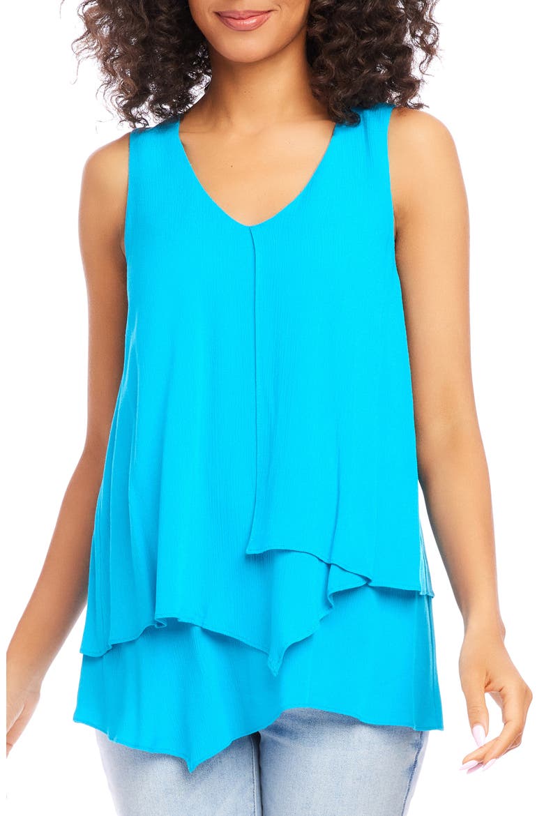 V-Neck Layered Asymmetrical Tank, Main, color, BLUE