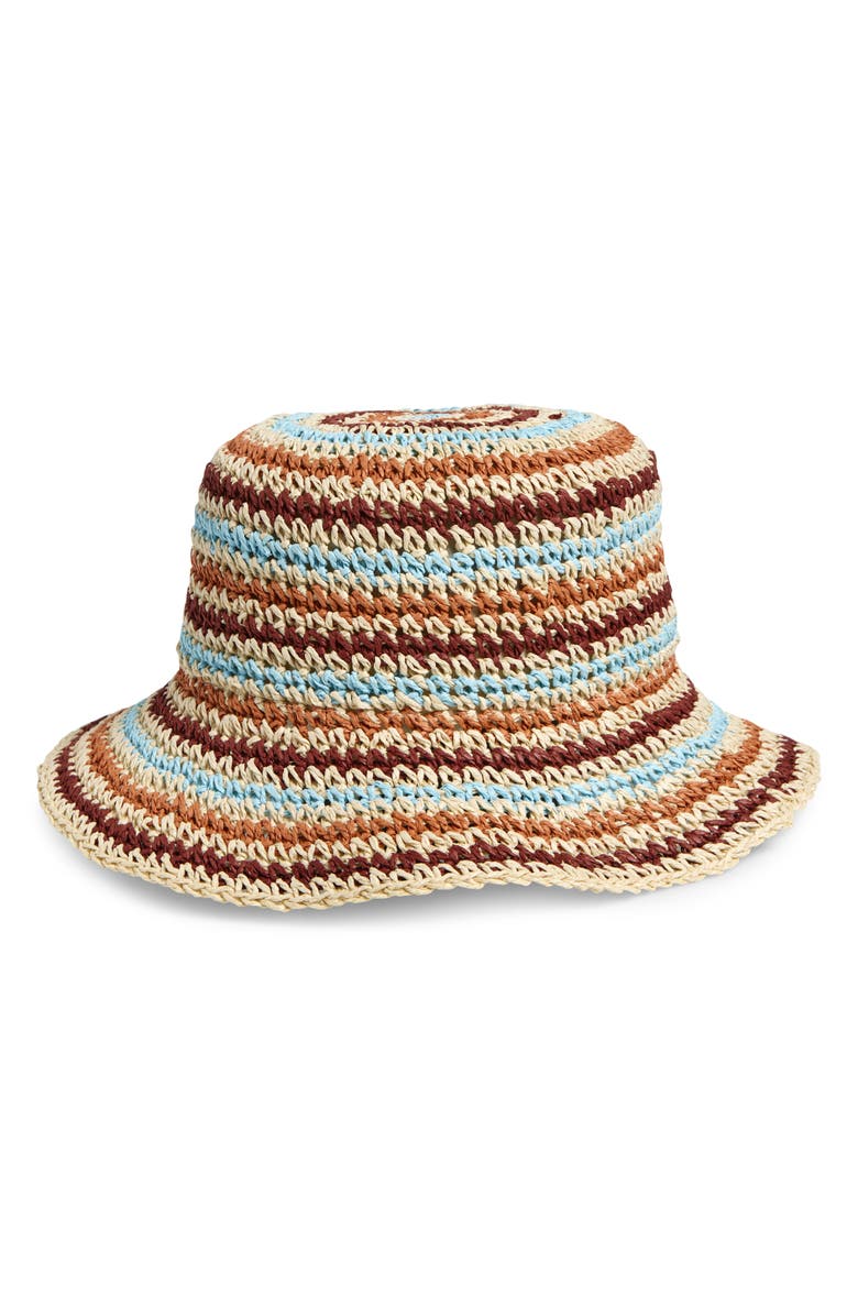Treasure & Bond Stripe Crochet Bucket Hat, Main, color, 