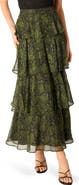 CAMI NYC Gaia Metallic Paisley Tiered Silk Blend Maxi Skirt