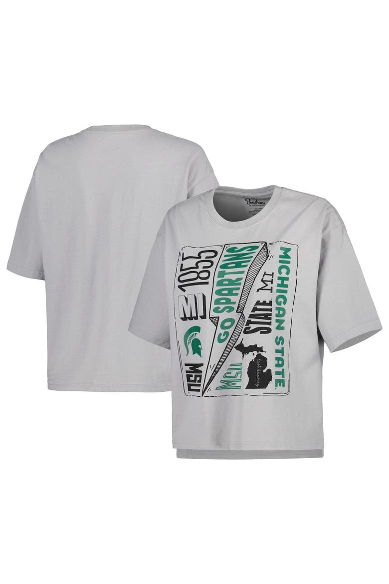 Women's Pressbox Silver Michigan State Spartans Rock & Roll School of Rock T-Shirt, Main, color, Silver