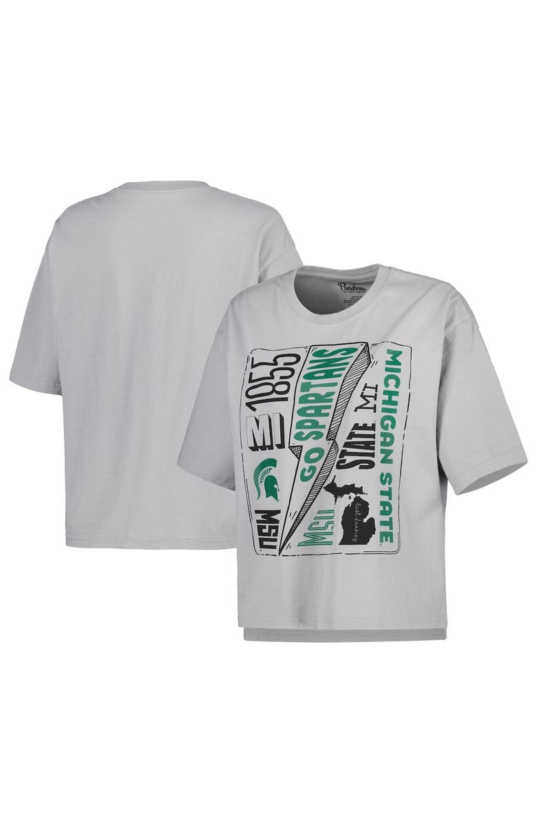 PRESSBOX Women's Pressbox Silver Michigan State Spartans Rock & Roll School of Rock T-Shirt, Main, color, Silver