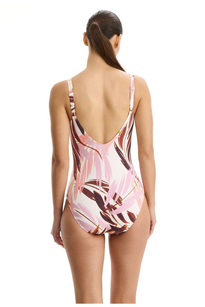 Island Breeze Braided Square Neck One Piece, Alternate, color, Brown-Pink