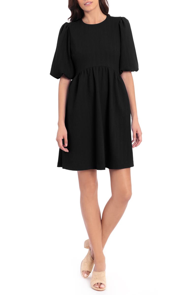 Maggy London Puff Sleeve Knit Fit and Flare Dress, Main, color, 