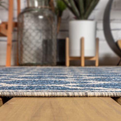 Jonathan Y Trebol Moroccan Trellis Textured Weave Octagon Indoor/outdoor Area Rug In Blue
