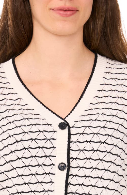 Halogenr Halogen(r) Stripe Pointelle Cotton Button-up Sweater