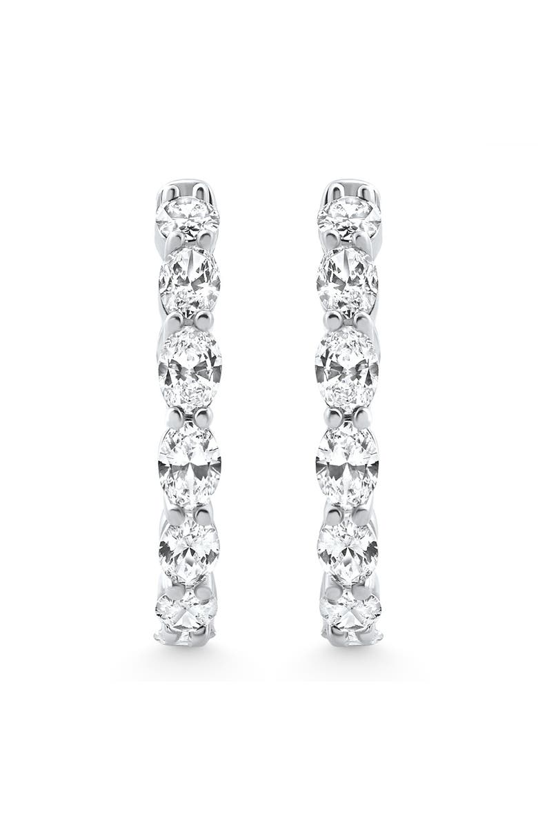 Bliss Diamond 6Ct Oval Diamond Hoops 14k Gold Lab Grown  1" Tall, Alternate, color, 14K White Gold