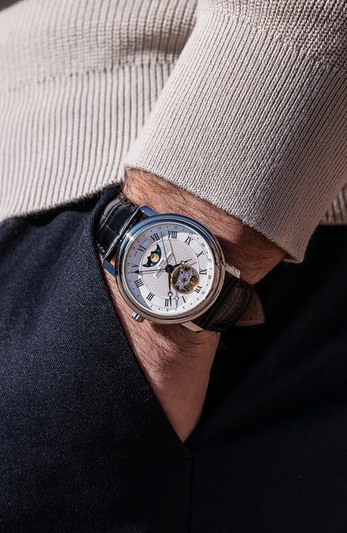 Frederique Constant Classics Heartbeat Moon Phase Leather Strap Watch, 40mm