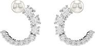 Swarovski Matrix Imitation Pearl & Crystal Frontal Hoop Earrings