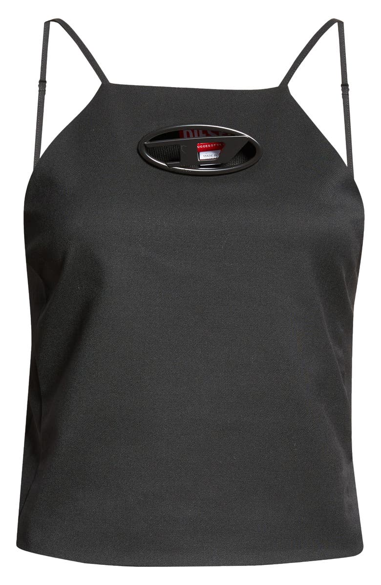DIESEL<sup>®</sup> T-Wilight Logo Cutout Stretch Twill Tank, Alternate, color, Very/ Black
