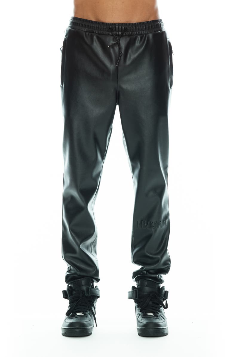 HVMAN Faux Leather Joggers, Main, color,