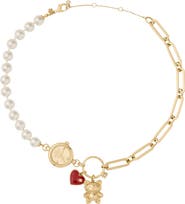 Kate Spade New York Imitation Pearl & Link Charm Necklace