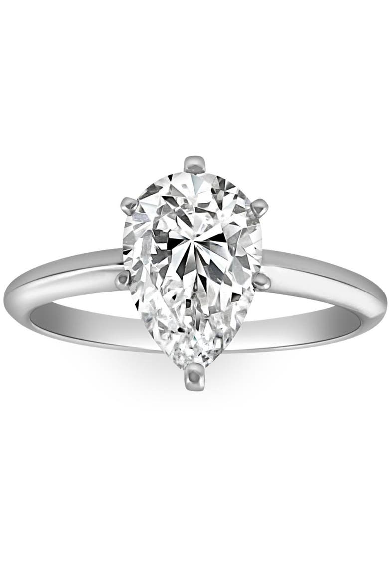 2CT Platinum Pear Shape Diamond 6-Prong Solitaire Engag, Main, color, Platinum