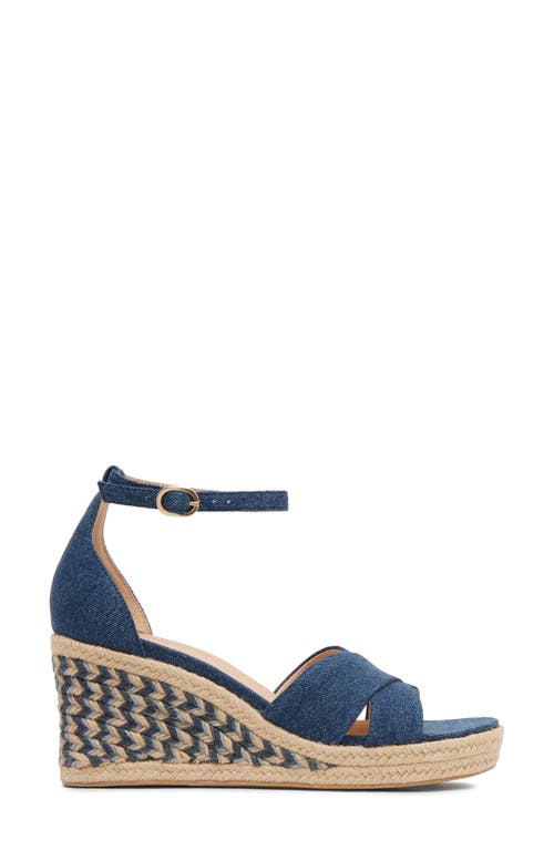 Frankie4 Baker Ankle Strap Espadrille Platform Wedge Sandal In Denim Canvas
