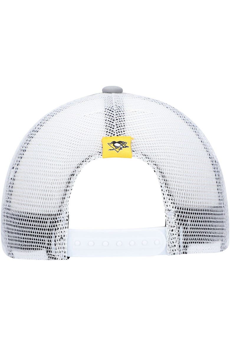 Women's adidas Gray/White Pittsburgh Penguins Foam Trucker Snapback Hat, Alternate, color, Gray