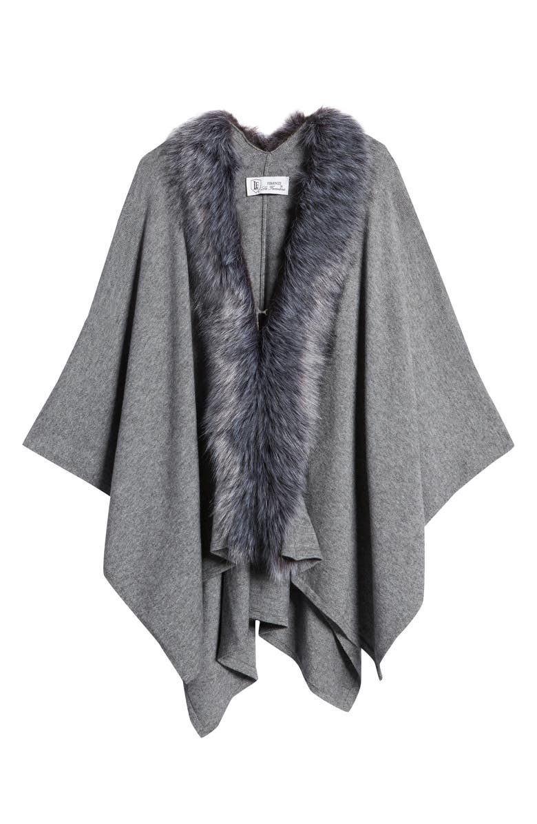 La Fiorentina Ruana with Faux Fur Trim, Alternate, color, Grey