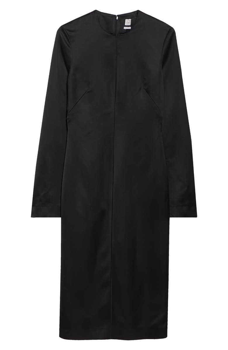TOTEME Lean Long Sleeve Satin Midi Dress, Alternate, color, Black