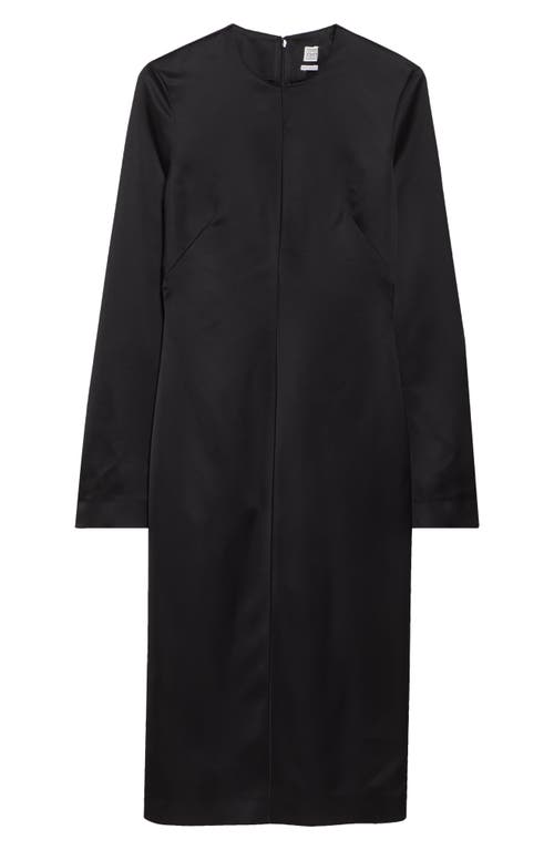 Totême Toteme Lean Long Sleeve Satin Midi Dress In Black