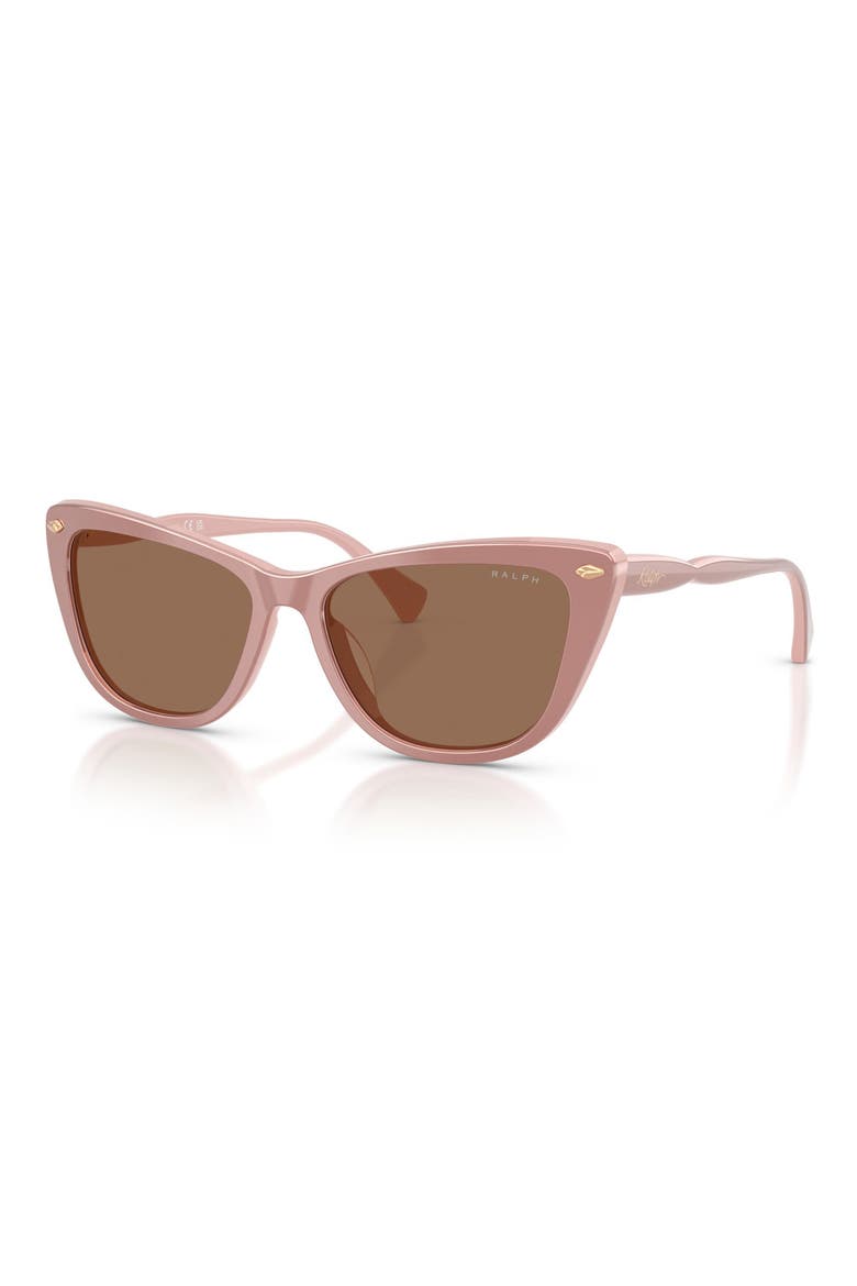 57mm Cat Eye Sunglasses, Alternate, color, TOP OPAL ROSE/ BROWN