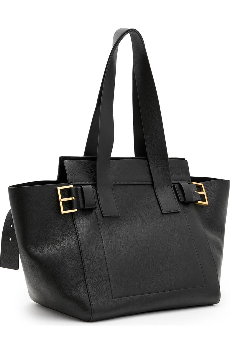 AllSaints Perez Leather Shoulder Tote, Alternate, color, Black