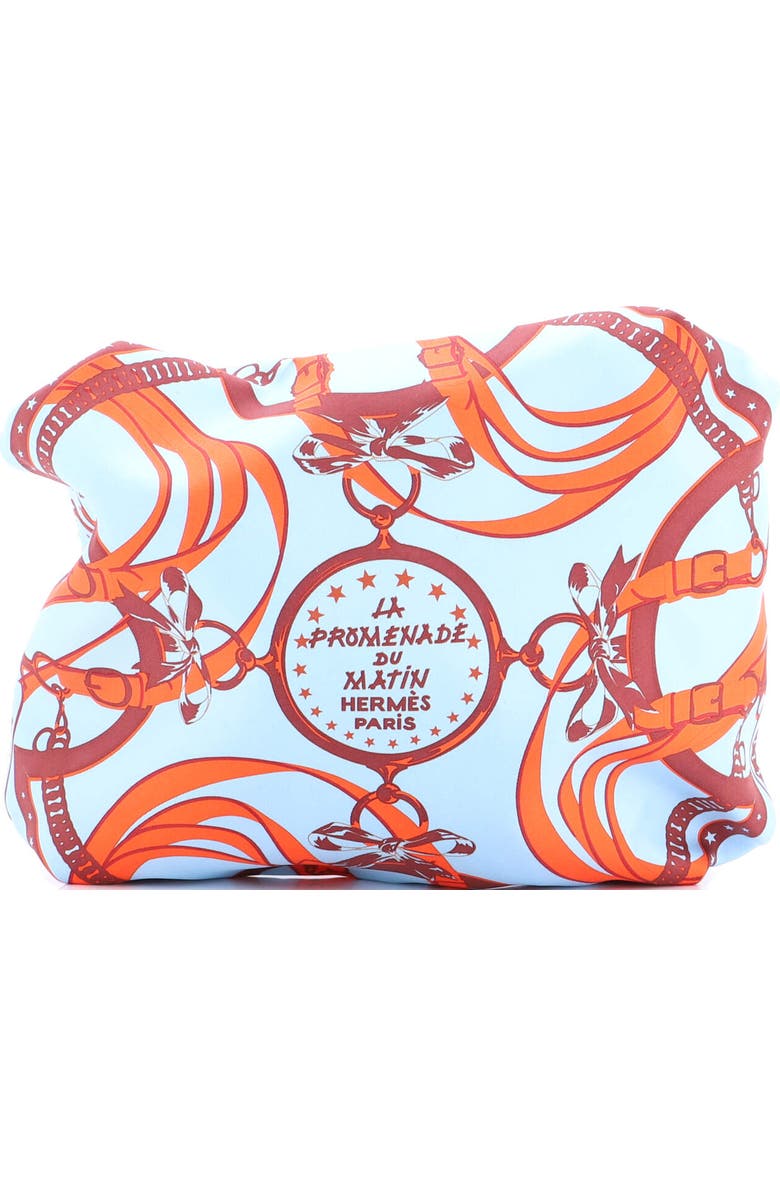 Pre-Owned Hermes Balusoie Bag Printed Silk and Leather, Alternate, color, Blue