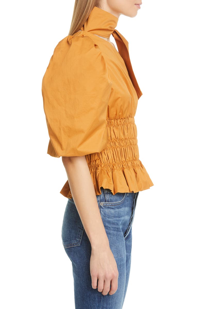 Johanna Ortiz Tie Neck Stretch Cotton One-Shoulder Top, Alternate, color, 