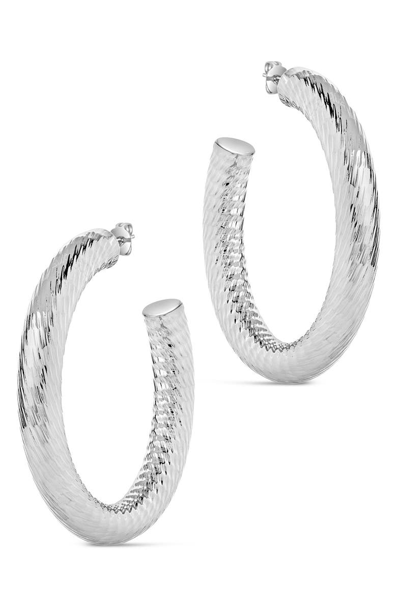 Sterling Forever Amina Hoop Earrings, Alternate, color, Silver