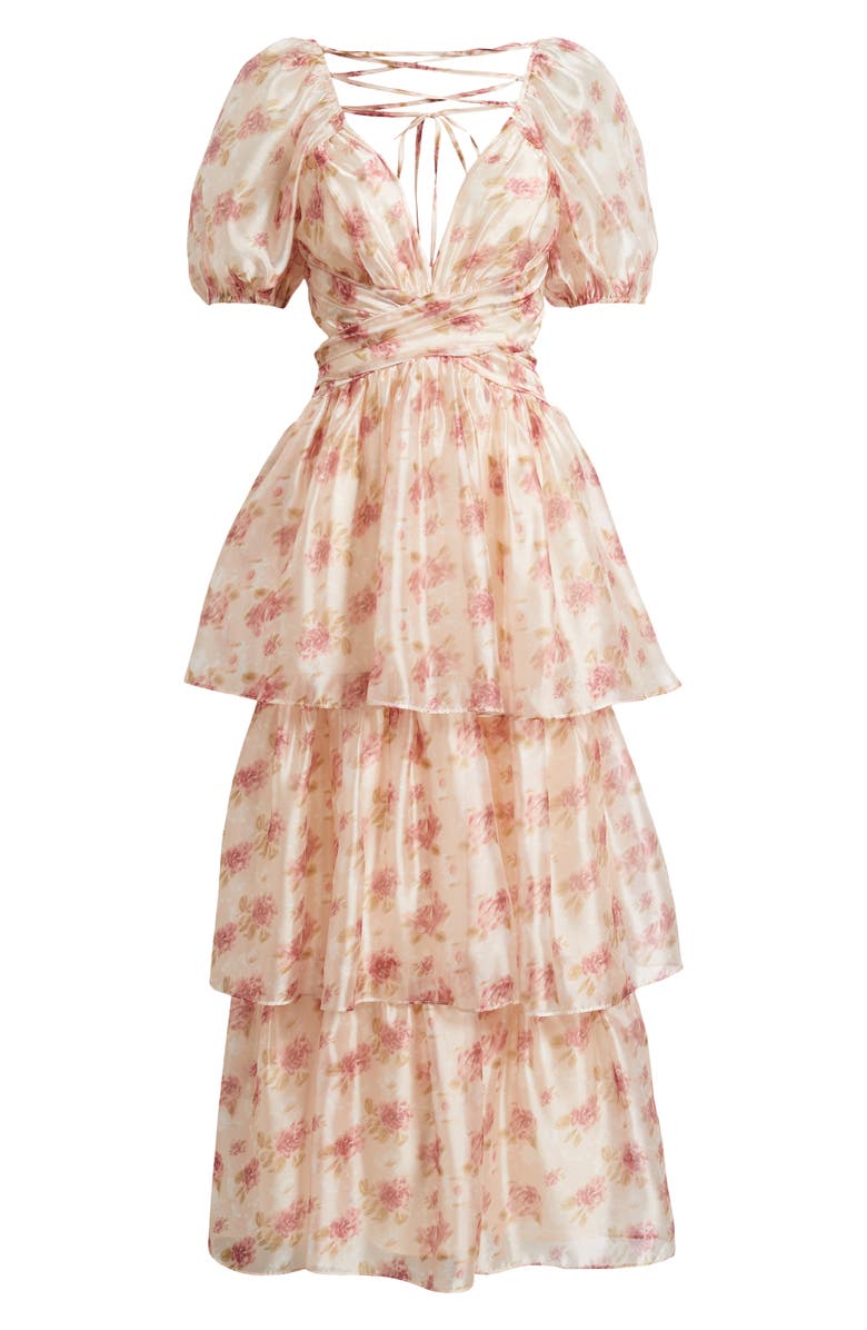 Lulus Jane Organza & Chiffon Maxi Cocktail Dress, Alternate, color, Pink Multi