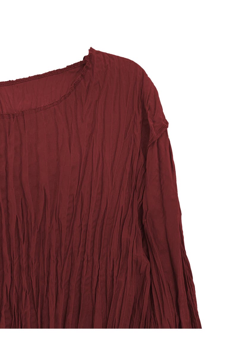 Lynda Reversible Satin Pleated Dress, Alternate, color, Burgundy