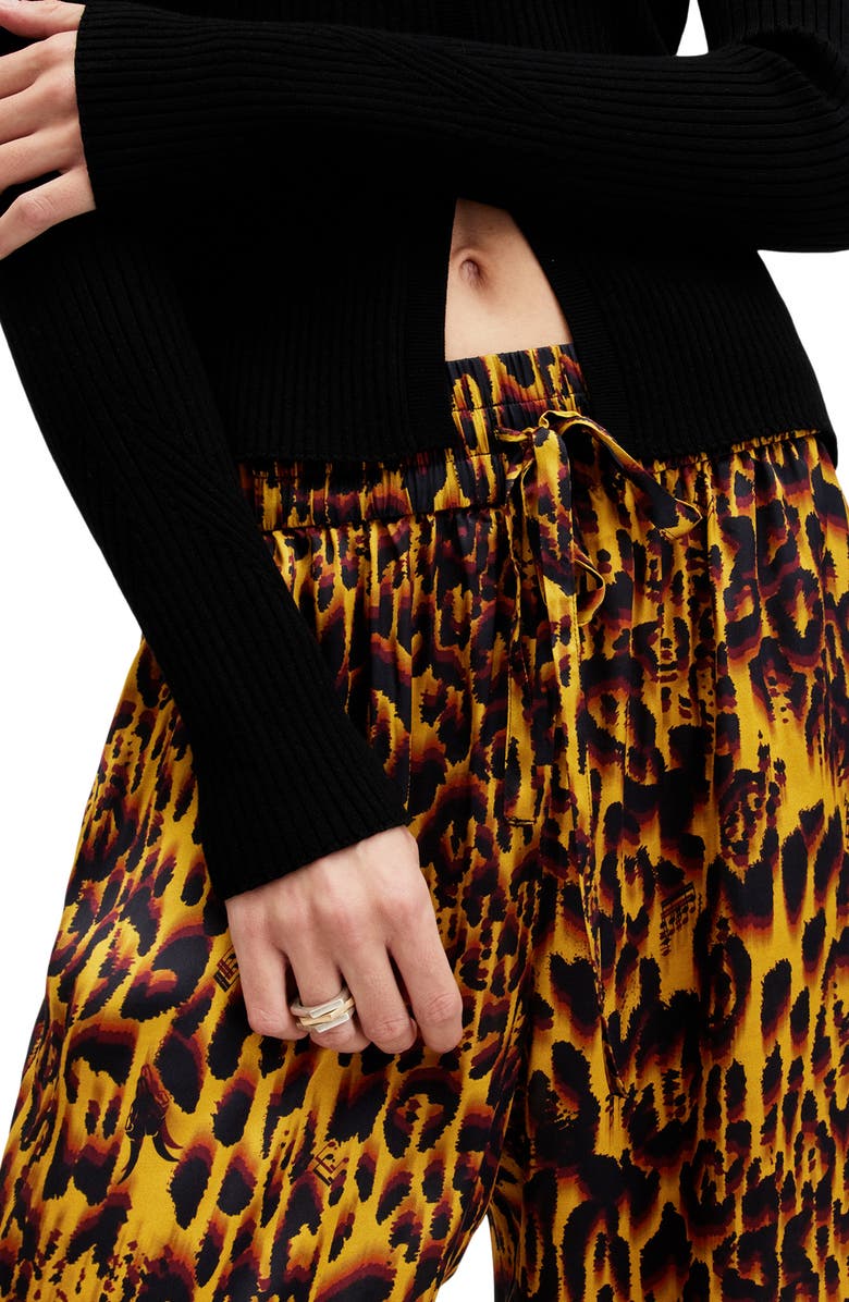 AllSaints Tyler Abstract Print Straight Leg Satin Pants, Alternate, color, 