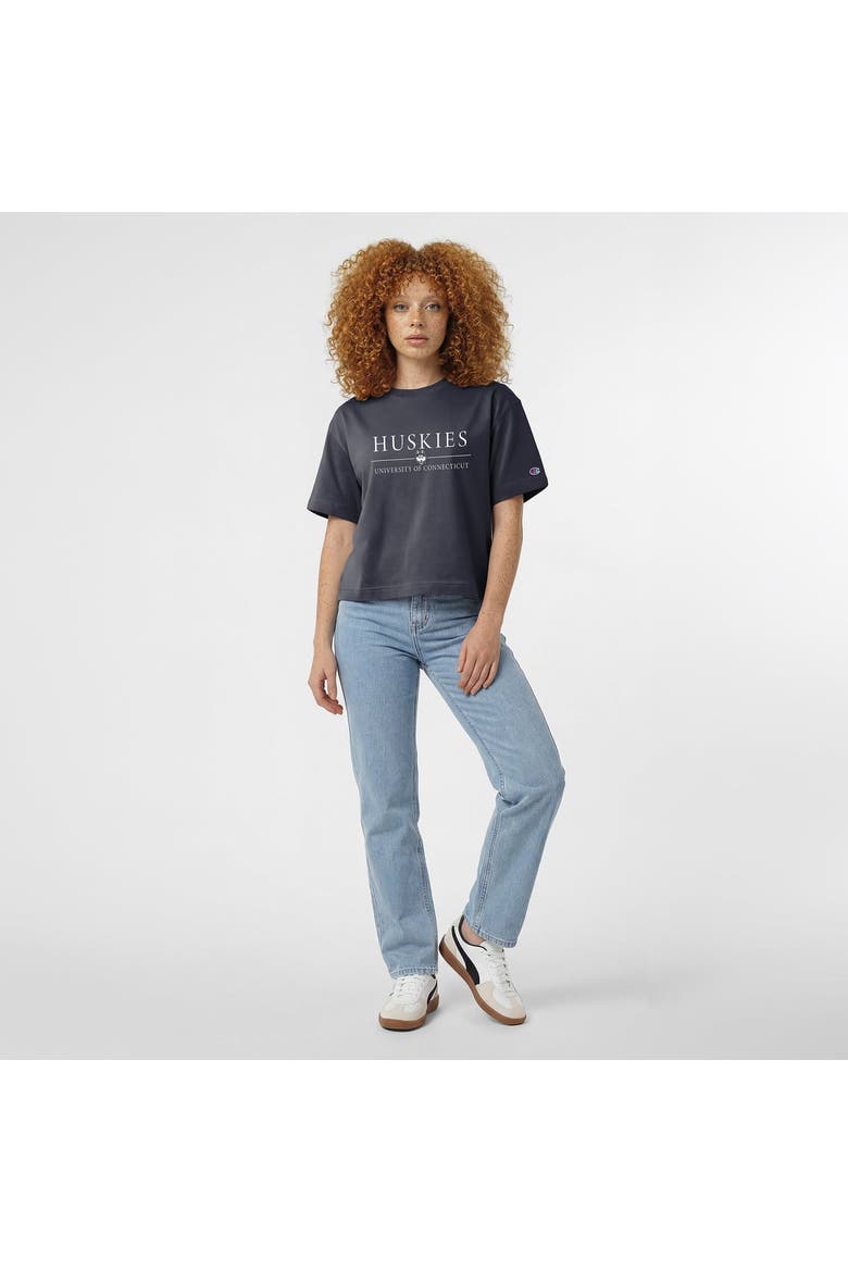 Women's Champion  Navy UConn Huskies Waist Length Wordmark T-Shirt, Alternate, color, Navy