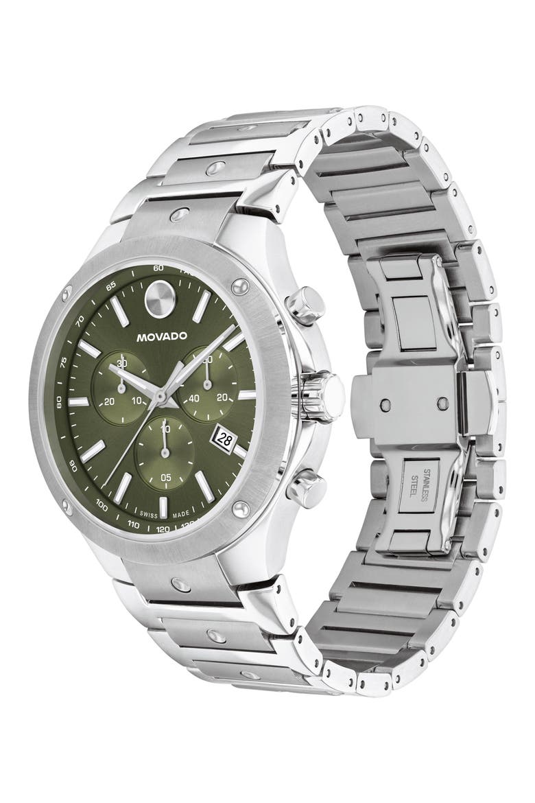 SE Chronograph Bracelet Watch, 42mm, Alternate, color, GREEN DIAL