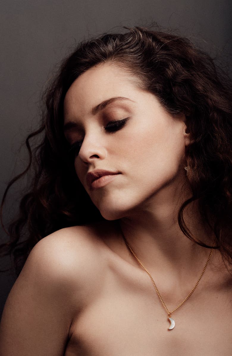 Freya Rose Mother of Pearl Moon Pendant 22ct Gold Vermeil Necklace, Alternate, color, Gold