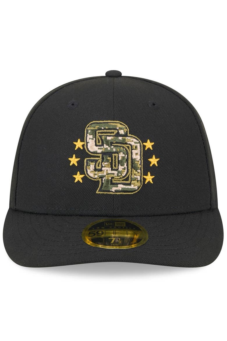 Men's New Era  Black San Diego Padres 2024 Armed Forces Day Low Profile 59FIFTY Fitted Hat, Alternate, color, Black
