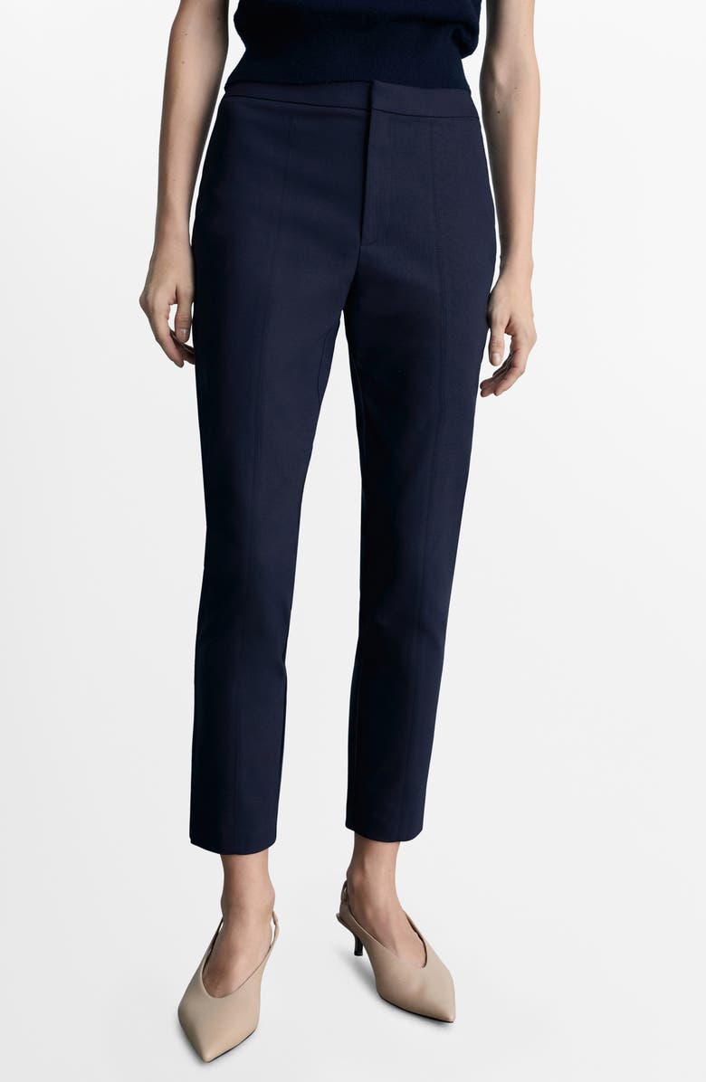 MANGO Straight Leg Ankle Pants, Main, color, Navy