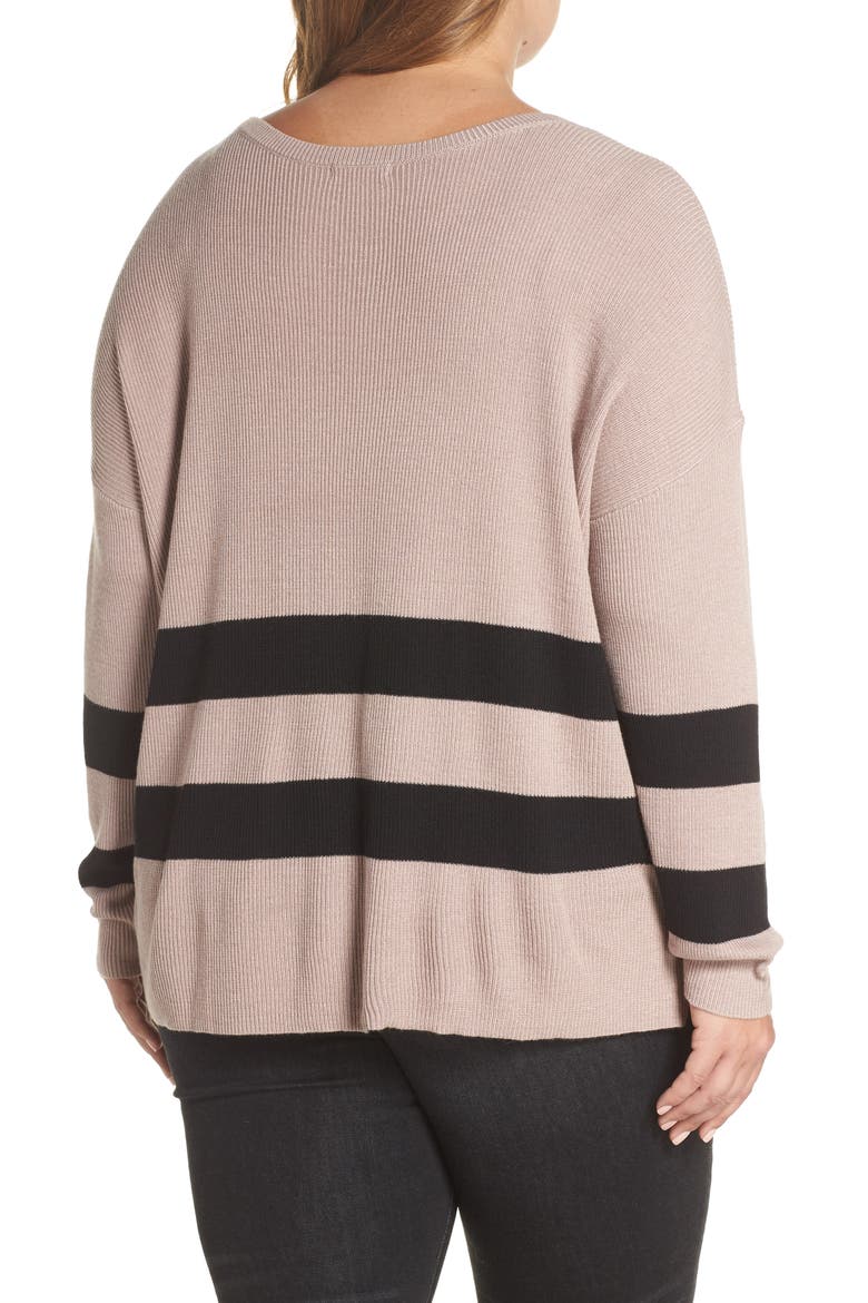 Varsity Stripe Sweater, Alternate, color, GREY BARK KENZIE STRIPE