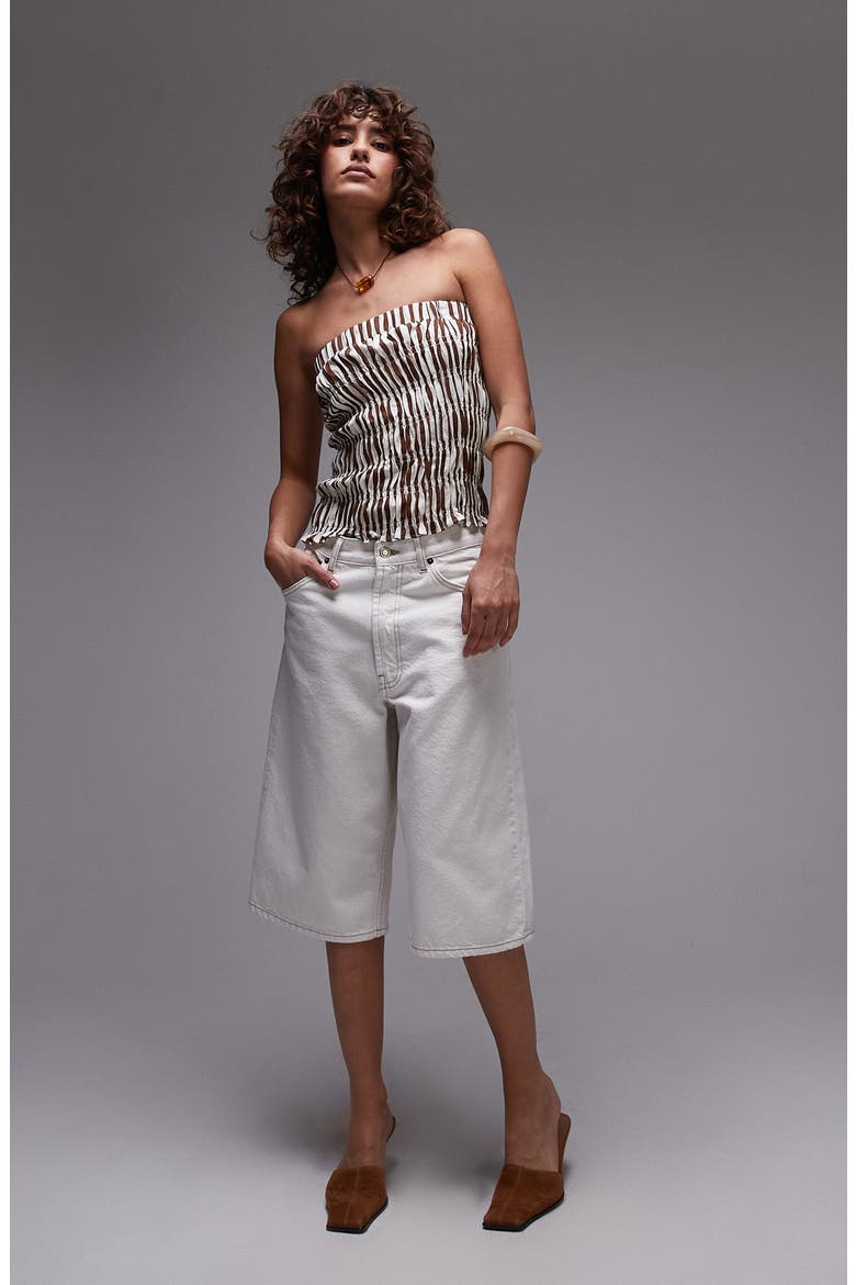 Shirred Strapless Top, Alternate, color, IVORY