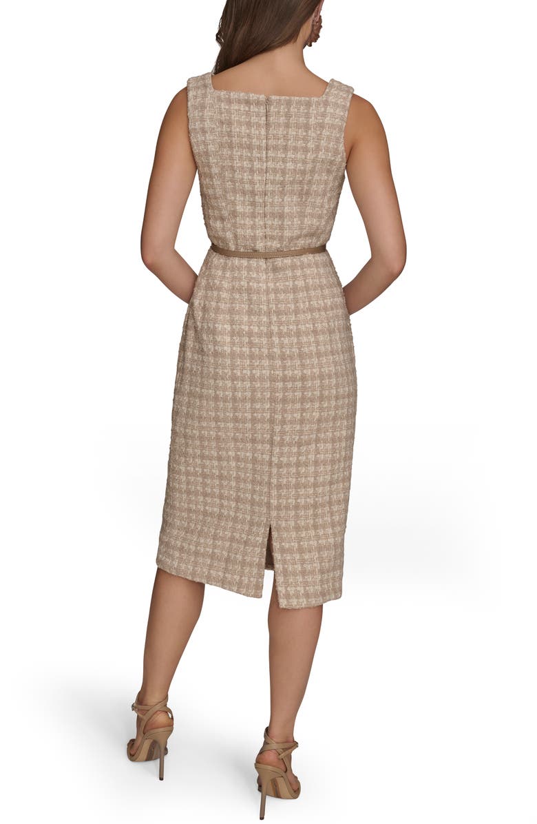 Donna Karan New York Sleeveless Tweed Midi Dress, Alternate, color, Taupe Mult