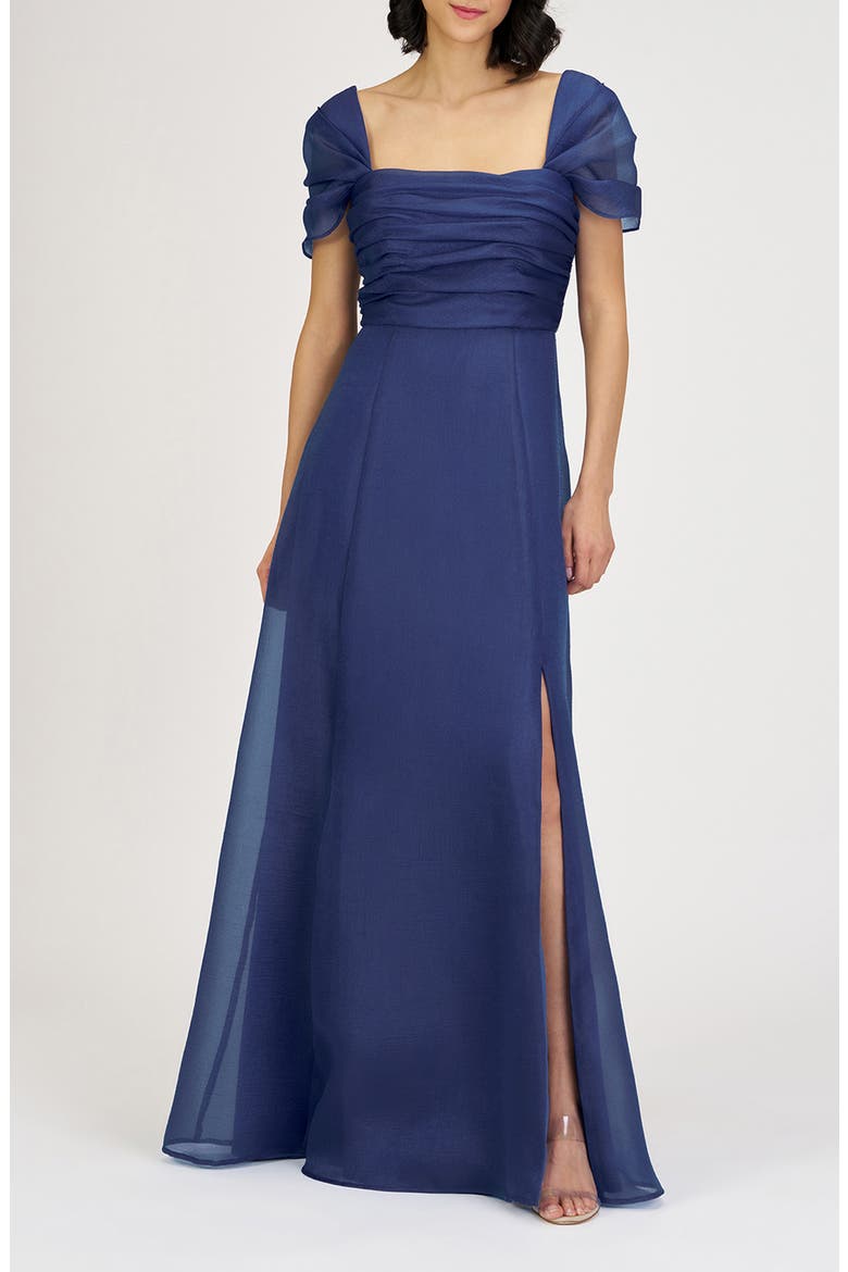 Jane Ruched Bodice A-Line Gown, Main, color, TWILIGHT