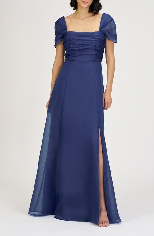 Js Collections Jane Ruched Bodice A-line Gown In Blue