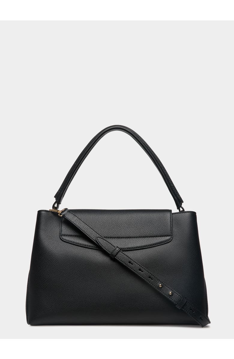 Bally Lock Me Top Handle Bag In Leather, Alternate, color, Black