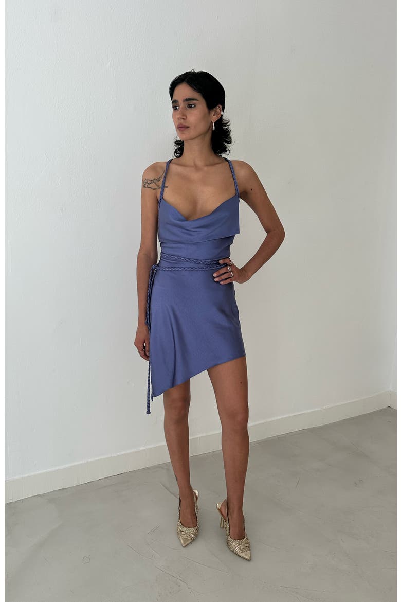Indy Mini Satin Dress, Alternate, color, Periwinkle