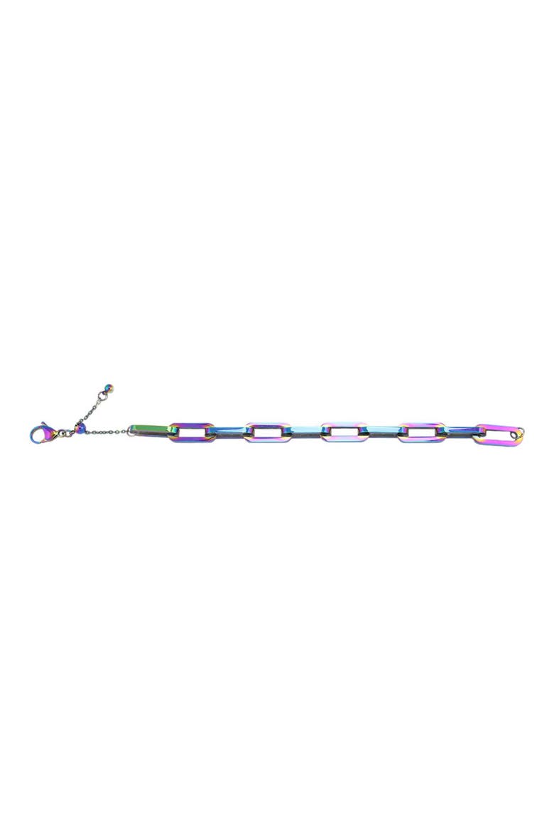 Chunky Paper Clip Chain Bracelet, Alternate, color, RAINBOW